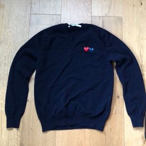 CDG Size Medium Long Sleeve Navy Blue Sweater